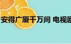 安得广厦千万间 电视剧（安得广厦下千万间）