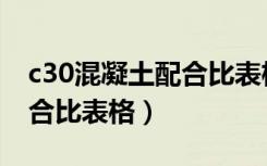 c30混凝土配合比表格是多少（c30混凝土配合比表格）