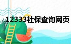 12333社保查询网页（12333社保查询网）