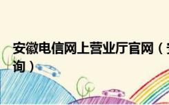 安徽电信网上营业厅官网（安徽电信网上营业厅官网话费查询）