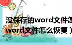 没保存的word文件怎么恢复2007（没保存的word文件怎么恢复）