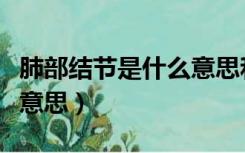 肺部结节是什么意思和危害（肺部结节是什么意思）