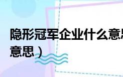 隐形冠军企业什么意思（隐形冠军企业是什么意思）