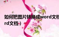 如何把图片转换成word文档并编辑（如何把图片转换成word文档）