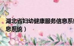 湖北省妇幼健康服务信息系统官网（湖北省妇幼健康服务信息系统）