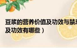 豆浆的营养价值及功效与禁忌（豆浆的营养价值 豆浆的作用及功效有哪些）