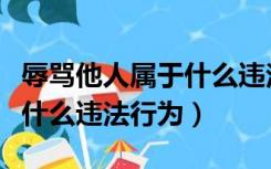 辱骂他人属于什么违法行为吗（辱骂他人属于什么违法行为）