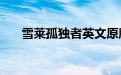 雪莱孤独者英文原版（孤独者的英文）