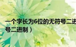 一个字长为6位的无符号二进制数能（一个字长为6位的无符号二进制）