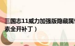 三国志11威力加强版隐藏属性（三国志11威力加强版隐藏要素全开补丁）