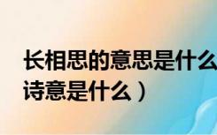 长相思的意思是什么?整首诗的意思（长相思诗意是什么）