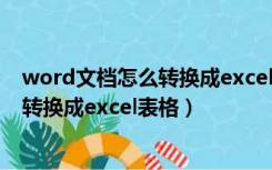 word文档怎么转换成excel表格格式不变（word文档怎么转换成excel表格）