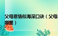 父母恩情似海深口诀（父母恩情似海深人生莫忘父母恩出自哪里）