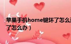 苹果手机home键坏了怎么进入桌面（苹果手机home键坏了怎么办）