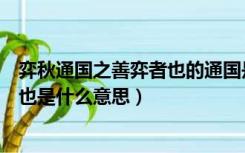 弈秋通国之善弈者也的通国是什么意思（弈秋通国之善弈者也是什么意思）