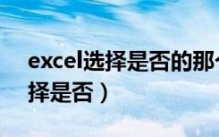 excel选择是否的那个框框怎么打（excel选择是否）