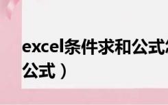 excel条件求和公式怎么用（excel条件求和公式）