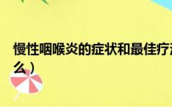 慢性咽喉炎的症状和最佳疗法（慢性咽喉炎的症状特征是什么）