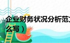 企业财务状况分析范文（企业财务状况分析怎么写）