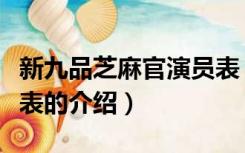 新九品芝麻官演员表（关于新九品芝麻官演员表的介绍）