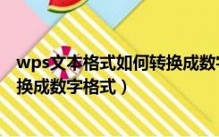 wps文本格式如何转换成数字格式的（wps文本格式如何转换成数字格式）