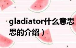 gladiator什么意思（关于gladiator什么意思的介绍）