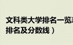 文科类大学排名一览表及分数线（文科类大学排名及分数线）