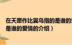 在天愿作比翼鸟指的是谁的爱情（关于在天愿作比翼鸟指的是谁的爱情的介绍）