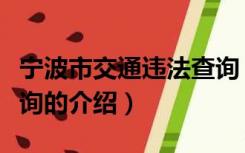 宁波市交通违法查询（关于宁波市交通违法查询的介绍）