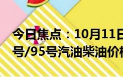 今日焦点：10月11日油价调整最新消息：92号/95号汽油柴油价格