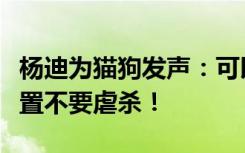 杨迪为猫狗发声：可以不爱但别伤害，合理处置不要虐杀！