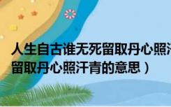 人生自古谁无死留取丹心照汗青的意思是（人生自古谁无死 留取丹心照汗青的意思）