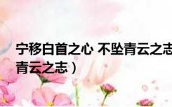 宁移白首之心 不坠青云之志打一歌名（宁移白首之心 不坠青云之志）