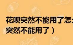 花呗突然不能用了怎么回事多久能恢复（花呗突然不能用了）