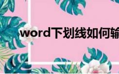 word下划线如何输入（word下划线）