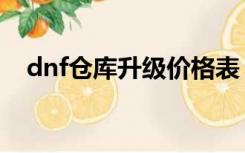 dnf仓库升级价格表（dnf仓库升级价格）