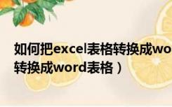 如何把excel表格转换成word不要表格（如何把excel表格转换成word表格）